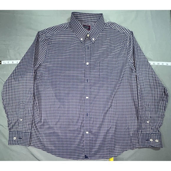 UNTUCKit Other - UNTUCKit Shirt Mens 2XL Blue Check Polyester Long Sleeve Button Up Casual Woven